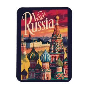 Russia St Basil's Cathedral Illustration Travel Magnet