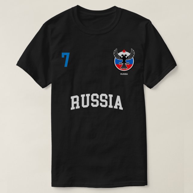 Russia Team Sports Number 7 Soccer Russian Flag  T-Shirt (Design Front)