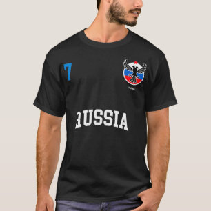 Russia Team Sports Number 7 Soccer Russian Flag  T-Shirt