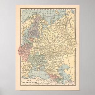 Russia Ukraine Vintage 1923 Map Print