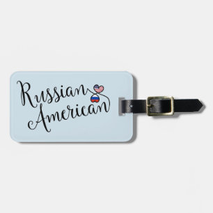 Russian American Entwined Hearts Luggage Tag