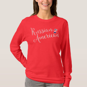 Russian American Entwinted Hearts Tee Shirt