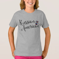Russian American Entwinted Hearts Tee Shirt