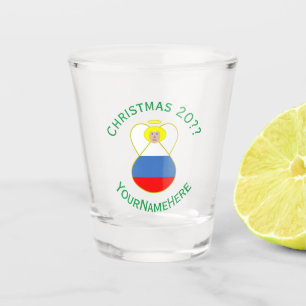 Russian Angel Christmas Flag Personalised Shot Glass