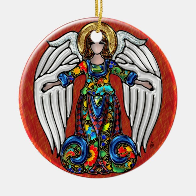 Russian Angel (Personalized Ceramic Ornament) Tree Decoration (Front)