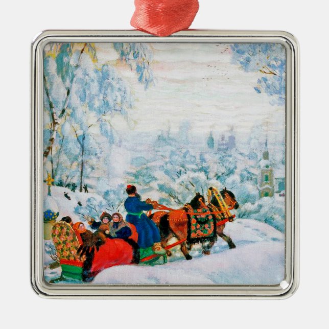 Russian Art Christmas Gift Metal Tree Decoration (Front)