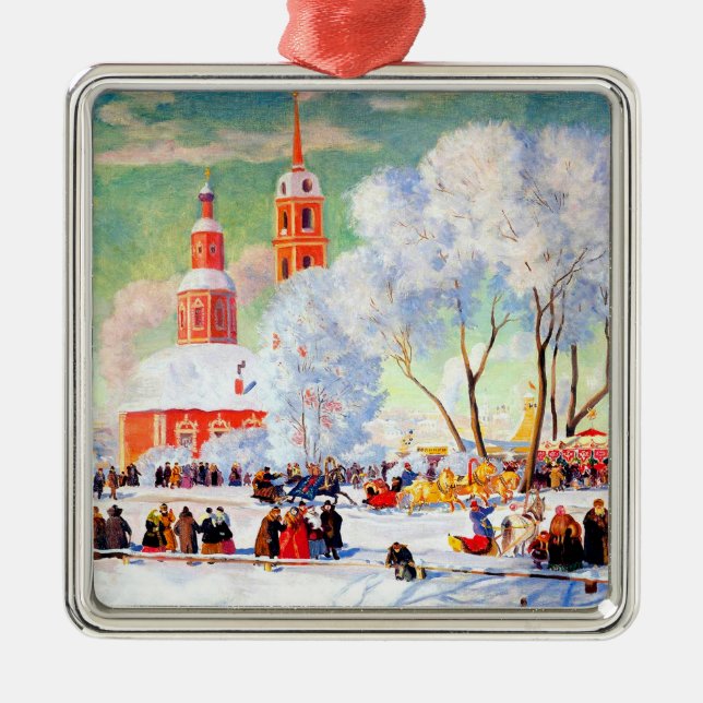 Russian Art Christmas Gift  Metal Tree Decoration (Front)