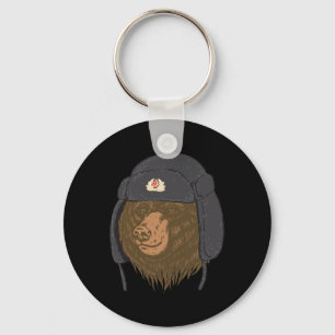 Russian Bear Fur Hat - Ushanka Chapka Ussr Russia Key Ring