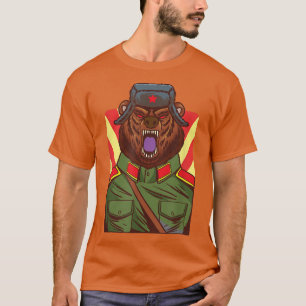 Russian bear soldier screaming illustration gift T-Shirt