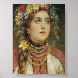Russian Beauty in Summer Garland Poster