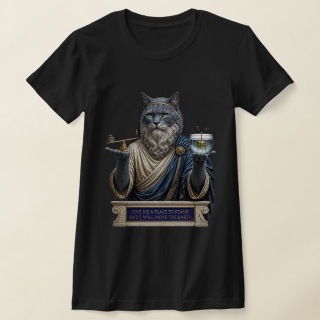 Russian Blue Archimedes Cat T-Shirt (Laydown)