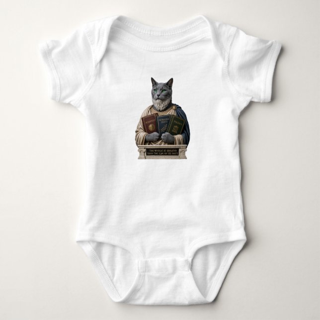 Russian Blue Aristotle Cat Baby Bodysuit (Front)