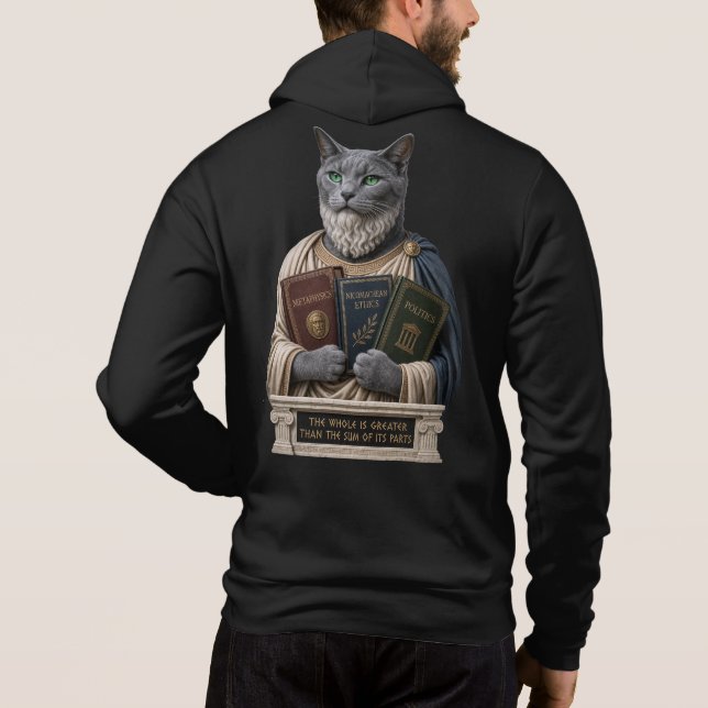 Russian Blue Aristotle Cat Hoodie (Back)