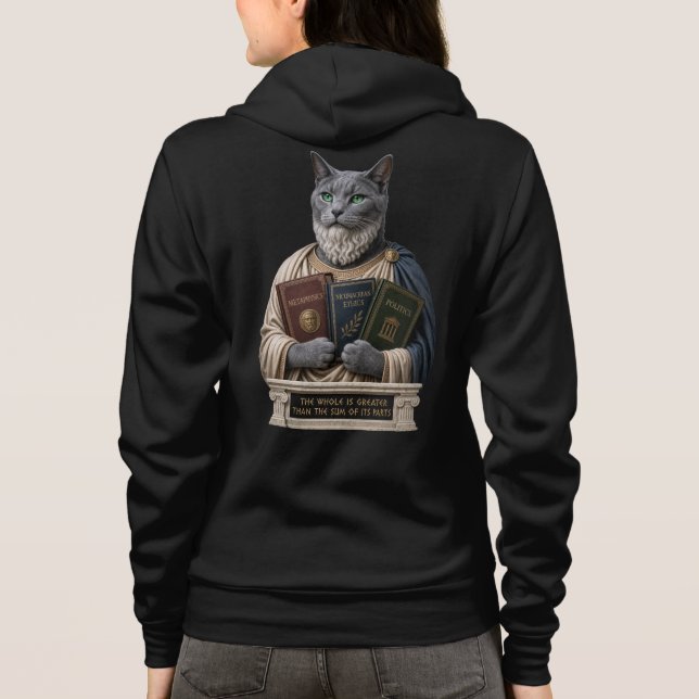 Russian Blue Aristotle Cat Hoodie (Back)
