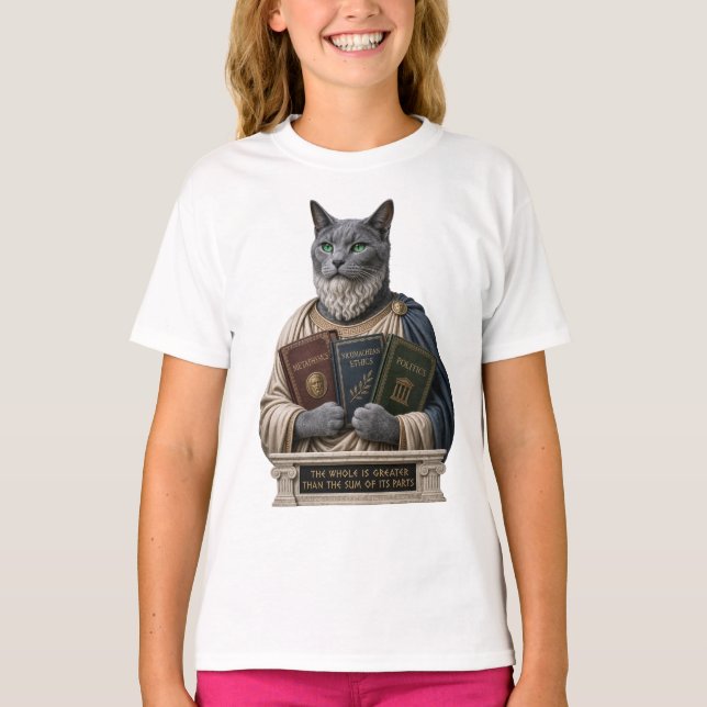Russian Blue Aristotle Cat T-Shirt (Front)
