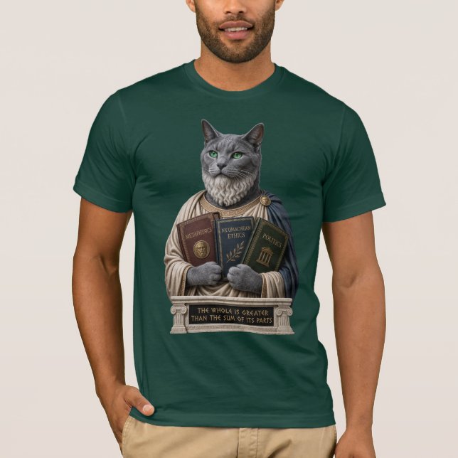 Russian Blue Aristotle Cat T-Shirt (Front)