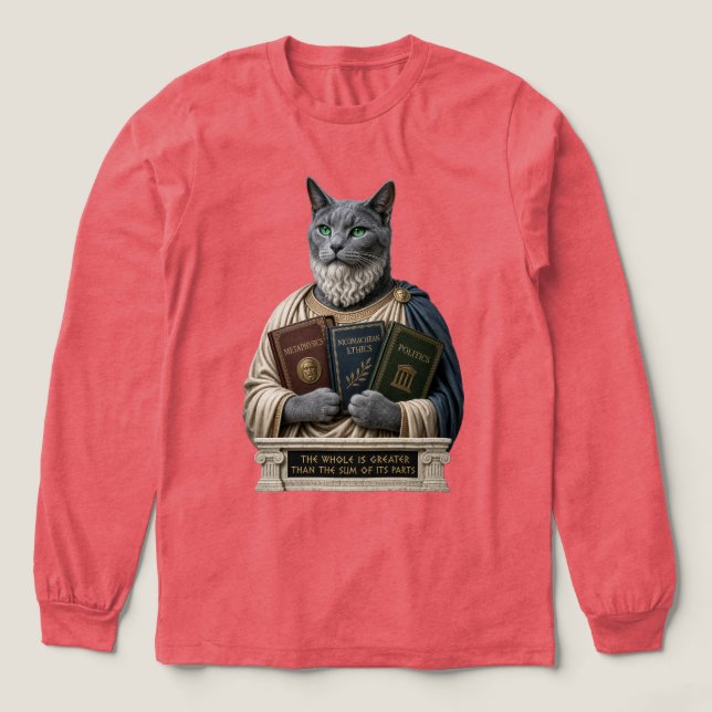 Russian Blue Aristotle Cat Tri-Blend Shirt (Design Front)