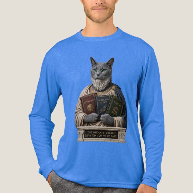 Russian Blue Aristotle Cat Tri-Blend Shirt (Front)