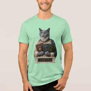 Russian Blue Aristotle Cat Tri-Blend Shirt