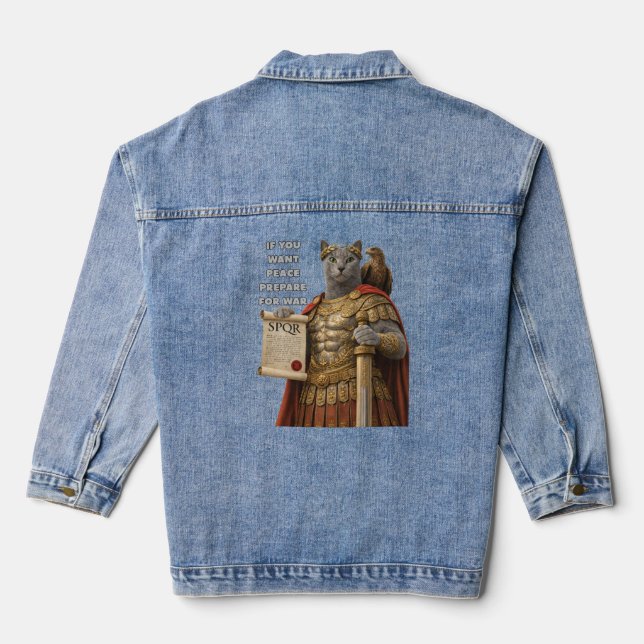 Russian Blue Caesar Cat Denim Jacket (Back)