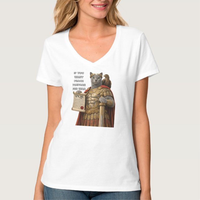 Russian Blue Caesar Cat T-Shirt (Front)