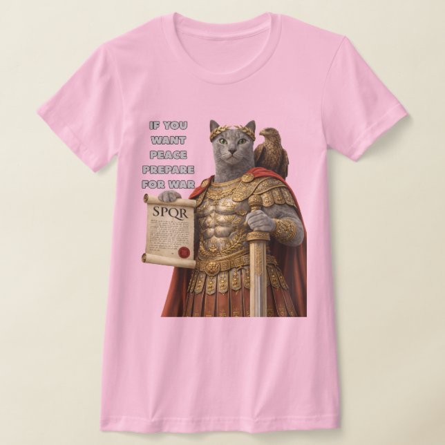 Russian Blue Caesar Cat T-Shirt (Laydown)