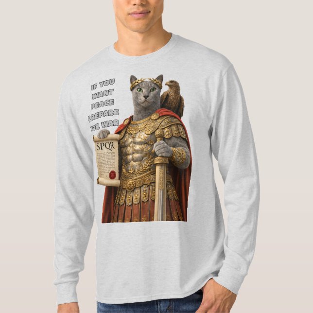 Russian Blue Caesar Cat T-Shirt (Front)