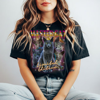 Russian Blue Cat Bootleg Style silver Cat Vintage Tri-Blend Shirt