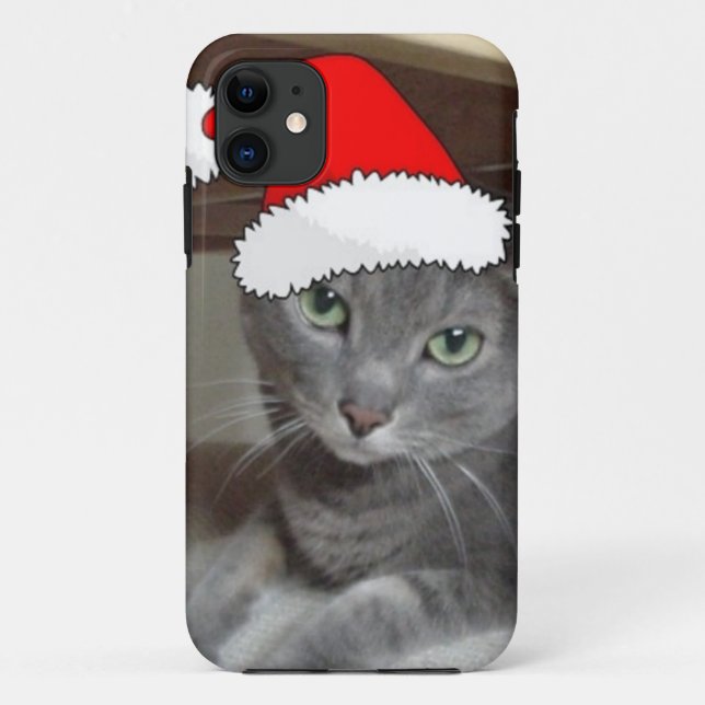 Russian Blue Cat Christmas Case-Mate iPhone Case (Back)