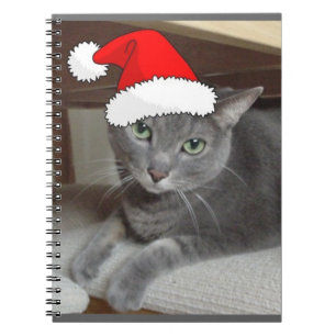 Russian Blue Cat Christmas Spiral Notebook
