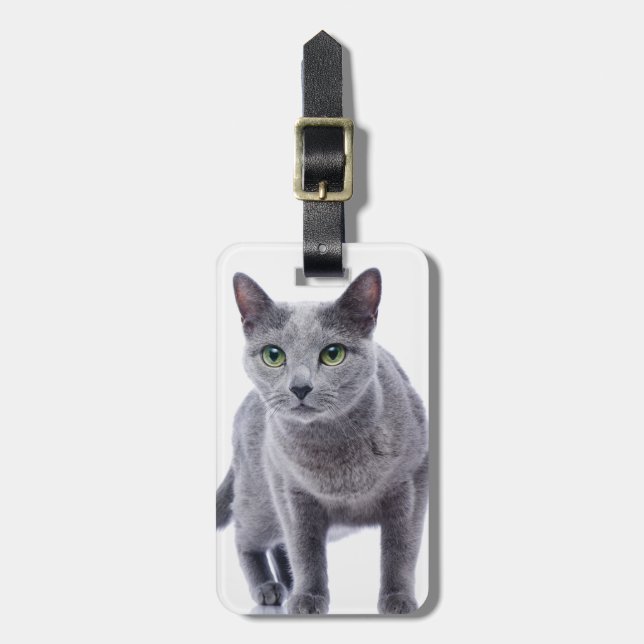 Russian Blue Cat Luggage Tag (Front Vertical)