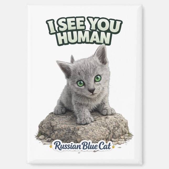 Russian Blue Cat Magnet (Front)