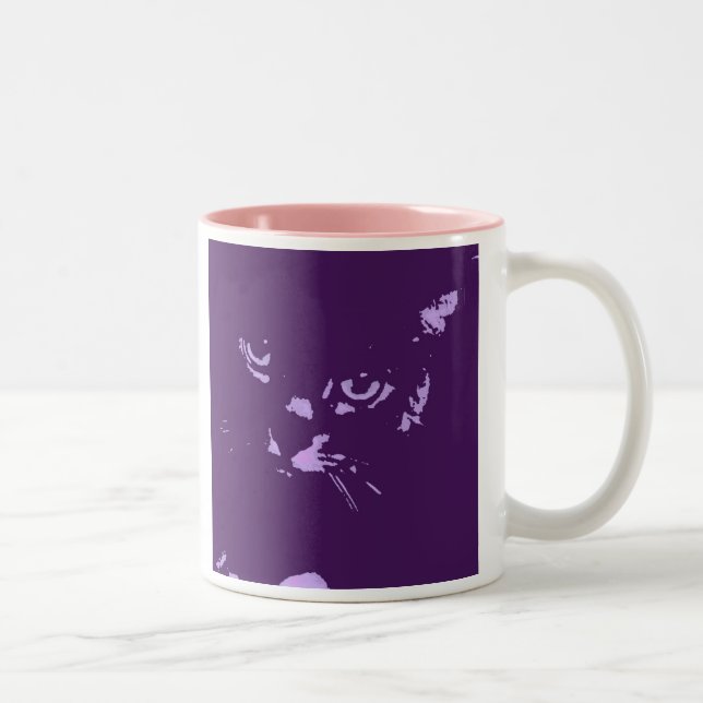 Russian Blue Cat Pop Art Two-Tone Coffee Mug (Right)