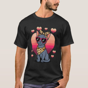 Russian Blue Cat Valentines Day T-Shirt