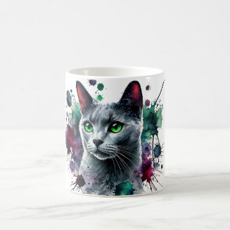 Russian Blue Cat Watercolor Coffee Mug