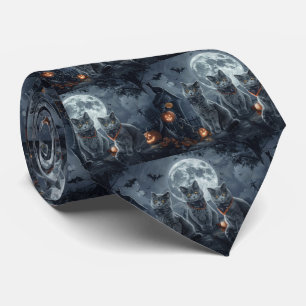 Russian Blue Cats Halloween Spooky Tie