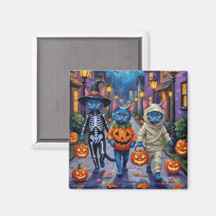 Russian Blue Cats in Halloween Costumes Magnet