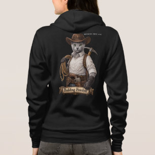Russian Blue Cowboy Cat – Building Freedom Hoodie