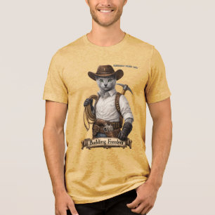 Russian Blue Cowboy Cat – Building Freedom Tri-Blend Shirt