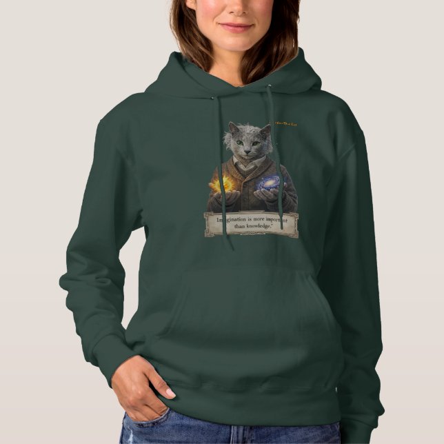 Russian Blue Einstein Cat - Imagination Hoodie (Front)