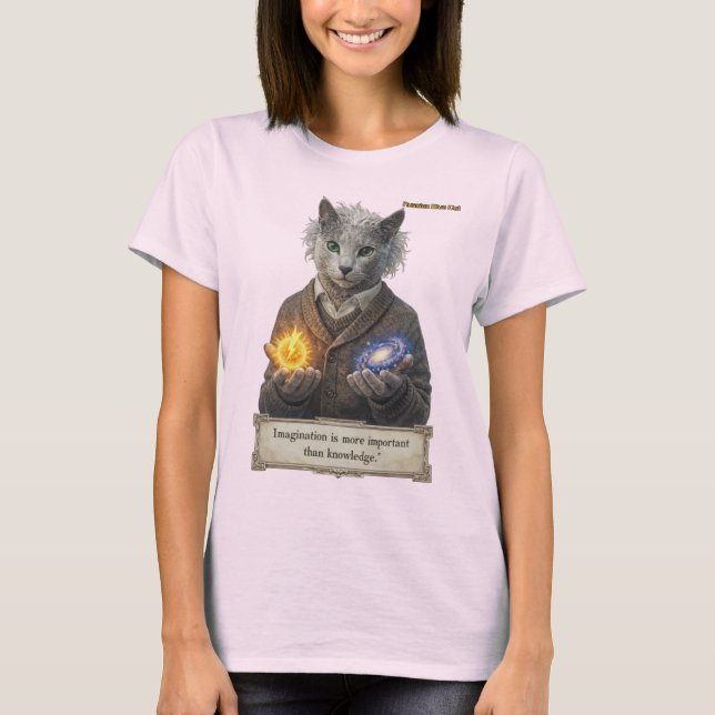 Russian Blue Einstein Cat - Imagination T-Shirt (Front)