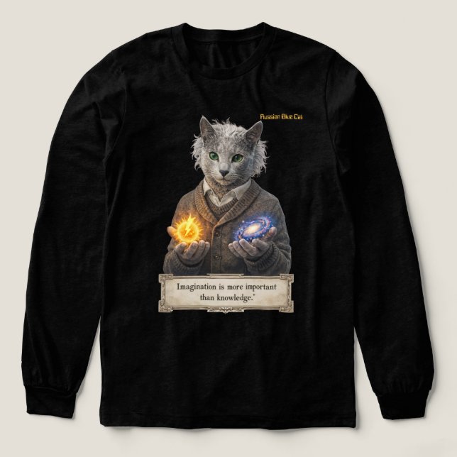 Russian Blue Einstein Cat - Imagination Tri-Blend Shirt (Design Front)