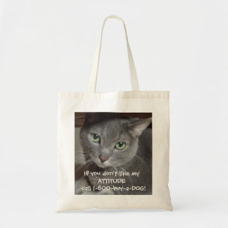 Russian Blue Grey Cat Attitude Humour Tote Bag