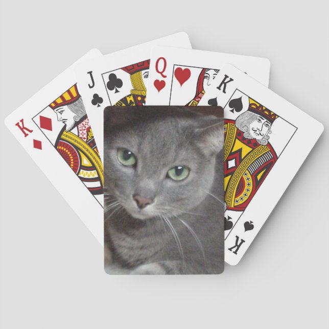 Russian Blue Grey Cat Playing Cards (Back)