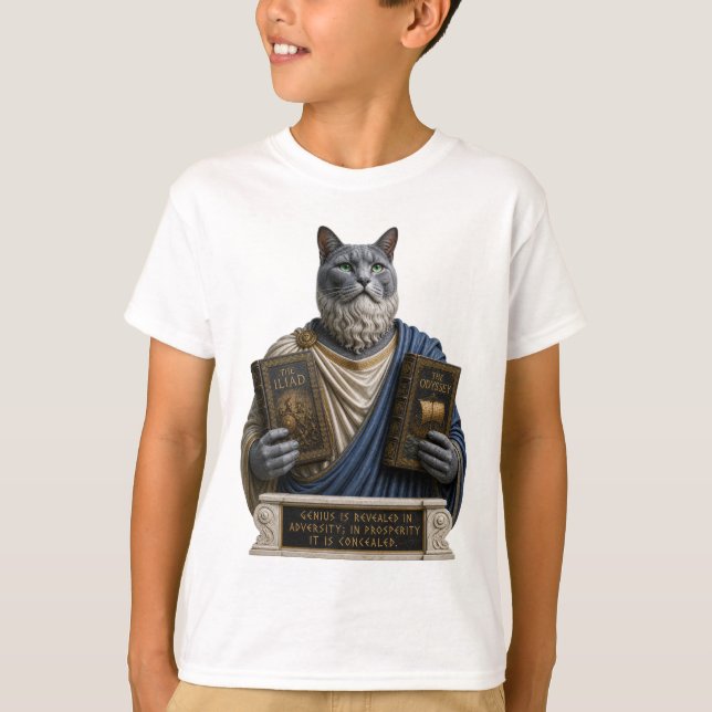 Russian Blue Homer Cat T-Shirt (Front)