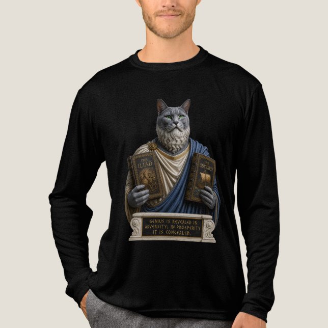 Russian Blue Homer Cat Tri-Blend Shirt (Front)
