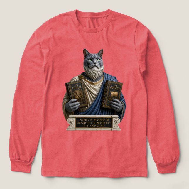 Russian Blue Homer Cat Tri-Blend Shirt (Design Front)