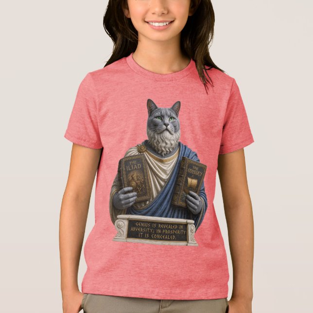 Russian Blue Homer Cat Tri-Blend Shirt (Front)