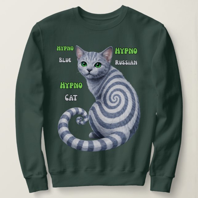 Russian Blue Hypno Cat Sweatshirt (Design Front)