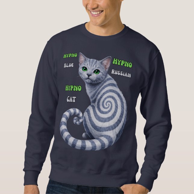 Russian Blue Hypno Cat Sweatshirt (Front)